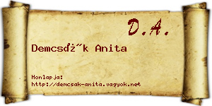 Demcsák Anita névjegykártya